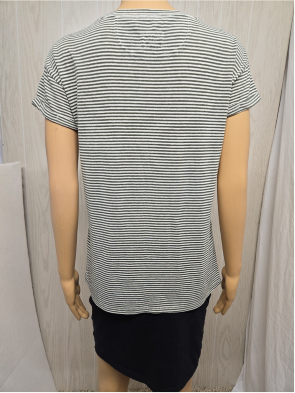 Prana XS Green White Stripe Hemp Tee Rolled Cuff Outdoor Sustainable Top - Picture 6 of 6